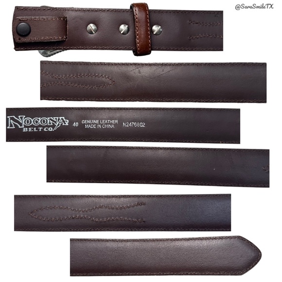 NOCONA BELT CO Mens Vintage Brown Leather Top Hand Ranger Western Belt - Picture 9 of 9